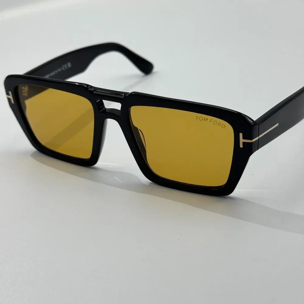Tom Ford Sunglasses Redford TF1153 01E Black Navigator Frame Brown Lens 56mm New